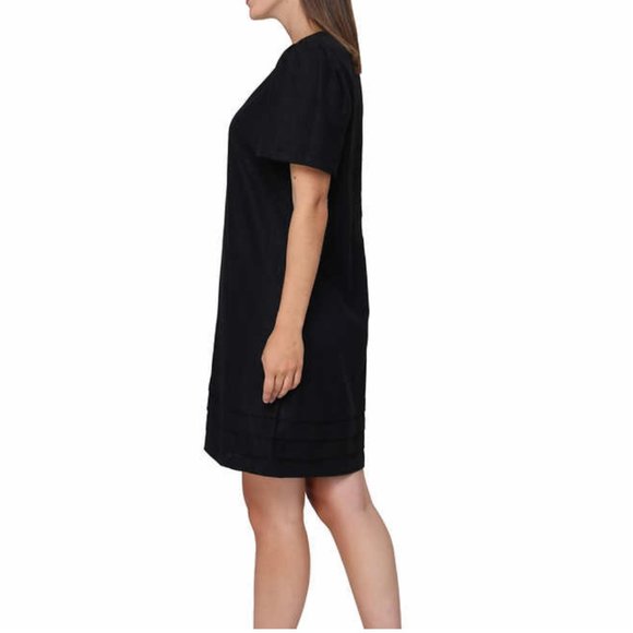 NWT Nicole Miller Original Ladies' White & Tan Pleat Hem Linen Blend Shirt Dress - Picture 10 of 14